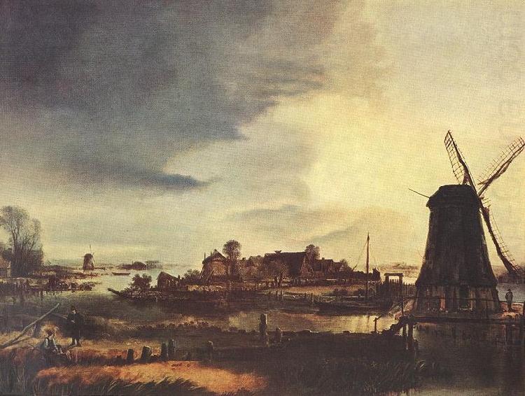 Aert van der Neer Landscape with Windmill china oil painting image